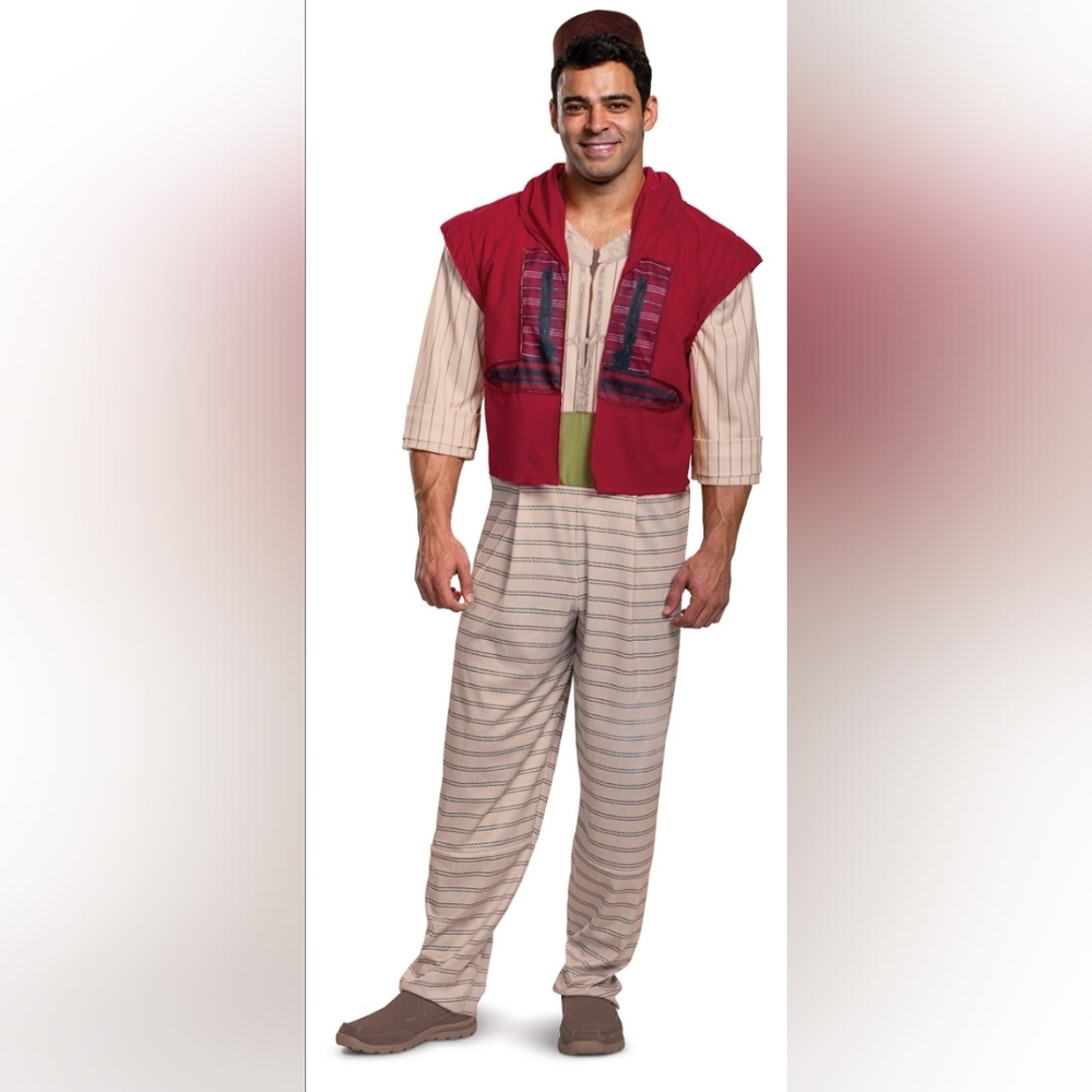 Disguise Men's Aladdin Deluxe Adult Costume, Red, M (38-40)